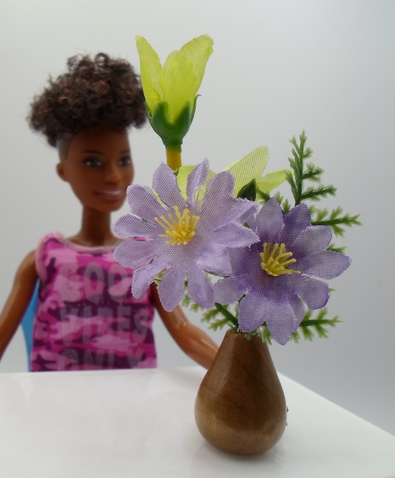 DIY Barbie Blog Wooden Bead Vase and Flower Arrangement for Barbie